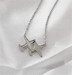 Stainless Steel Silver Color Double Horizontal Airplane Pendants Necklaces NECK SILVER HOR