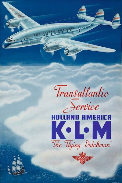 KLM Transatlantic Service - Holland America - KLM Royal Dutch Airlines Vintage metal poster metal sign  AV0001