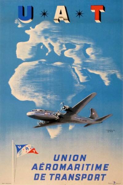 UAT Union Aéromaritime de Transport Vintage metal poster metal sign  V4-UAT