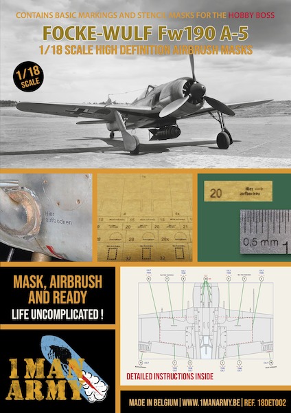 Focke Wulf Fw190A-5 High Definition Airbrush Masking (Hobby Boss) 18DET002