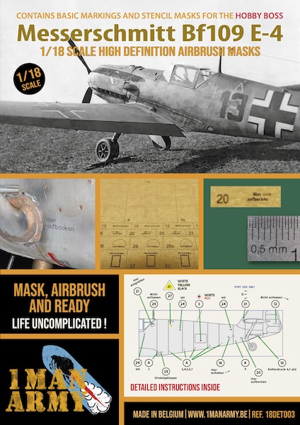 Messerschmitt Bf109E-4  High Definition Airbrush Masking (Hobby Boss)  18DET003