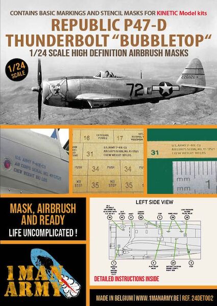 P47D Thunderbolt Bubbletop High Definition Airbrush Masking (Kinetic) 24DET002