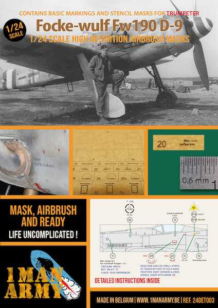 Focke Wulf FW190D-9 High Definition Airbrush Masking (Trumpeter) 24DET003