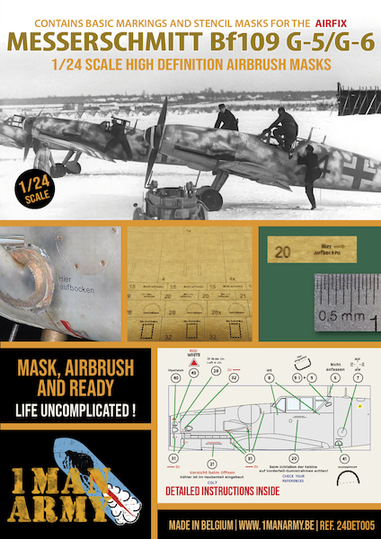 Messerschmitt Bf109G-6 Late High Definition Airbrush Masking (Airfix)  24DET005