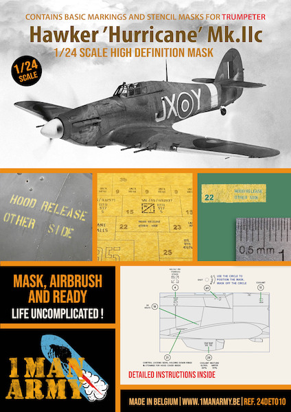 Hawker Hurricane IIc High Definition Airbrush Masking (Trumpeter) 24DET010