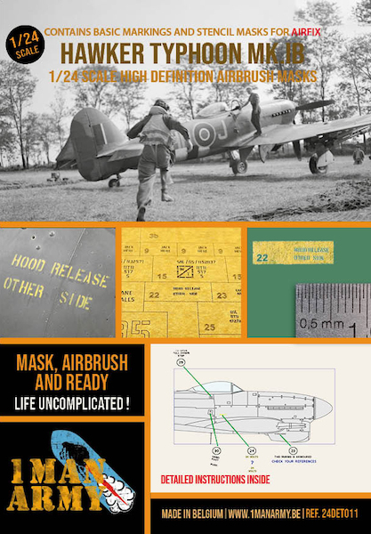 Hawker Typhoon MK1B  High Definition Airbrush Masking (Airfix)  24DET011