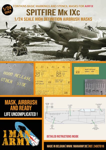 Spitfire MKIXc High Definition Airbrush Masking (Airfix) 24DET016