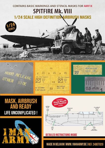 Spitfire MKVIII High Definition Airbrush Masking (Airfix) 24DET020