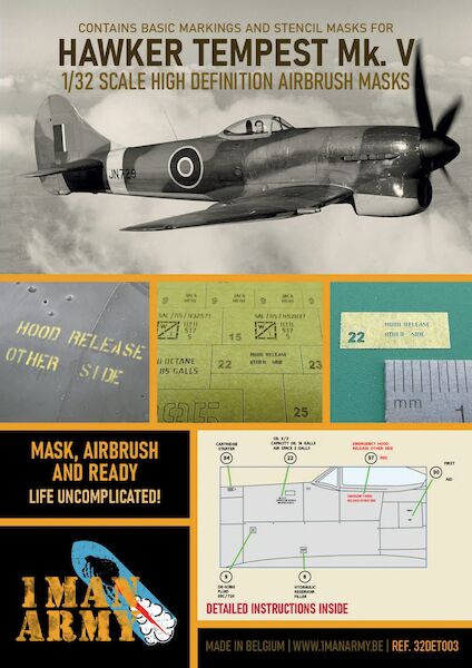 Hawker Tempest MKV RAF High Definition Airbrush Masking  32DET003