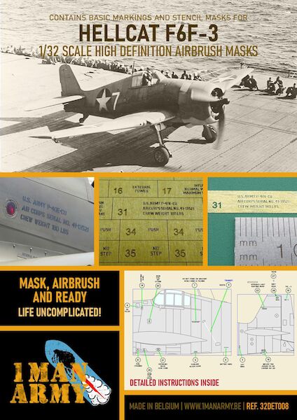 Grumman F6F-3 Early Hellcat High Definition Airbrush Masking 32DET008