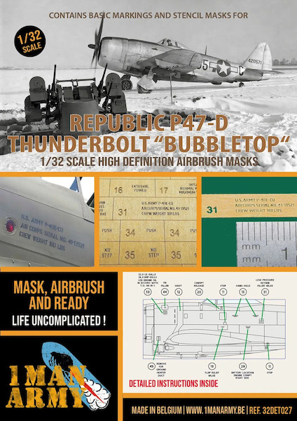 Republic P47D Thunderbolt "Bubbletop" High Definition Airbrush Masking (All Brands) 32DET027