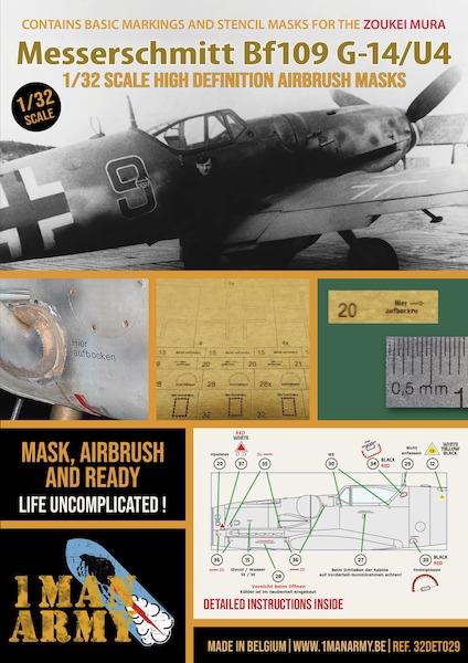 Messerschmitt Bf109G-14/U4 High Definition Airbrush Masking (Zoukei Mura)  32DET029