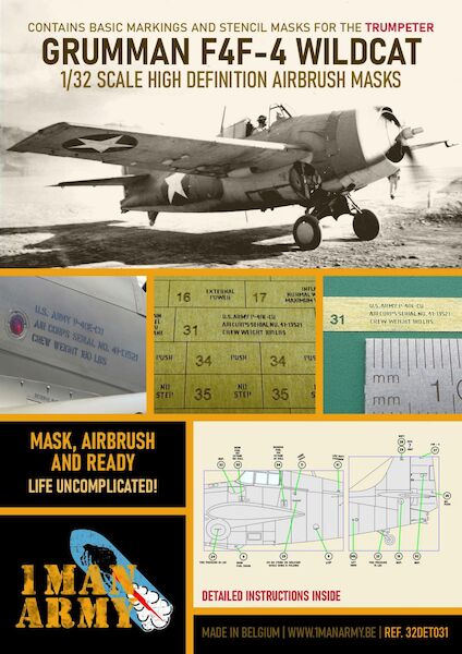 Grumman F4F-4 Wildcat High Definition Airbrush Masking  (Trumpeter)  32DET031