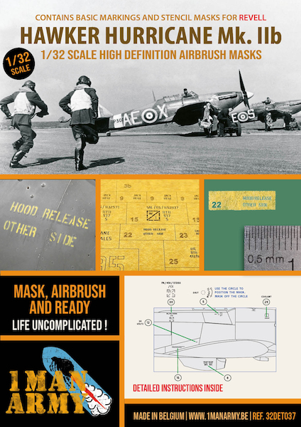 Hawker Hurricane MKIIb High Definition Airbrush Masking (Revell) 32DET037