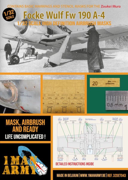 Focke Wulf FW190A-4 High Definition Airbrush Masking (Zoukei Mura) 32DET043