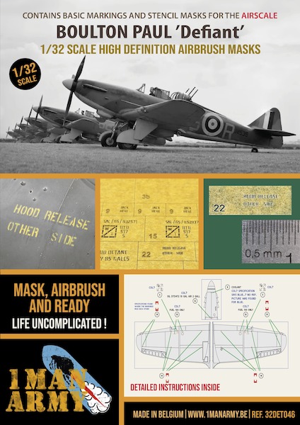 Boulton Paul Defiant High Definition Airbrush Masking (Airscale)  32DET046