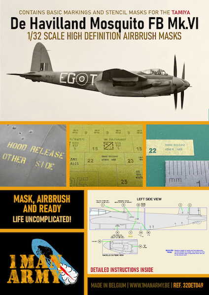 De Havilland Mosquito FB MkVI High Definition Airbrush Masking (Tamiya) 32DET049