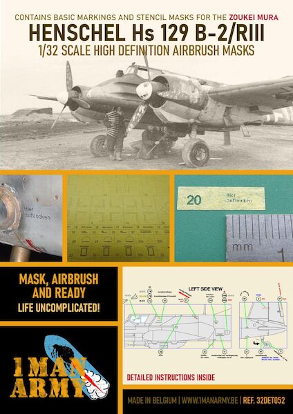 Henschel Hs-129 B2 High Definition Airbrush Masking (Zoukei Mura) 32DET052