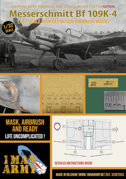 Messerschmitt Bf109K-4 High Definition Airbrush Masking (Kotare) 32DET053