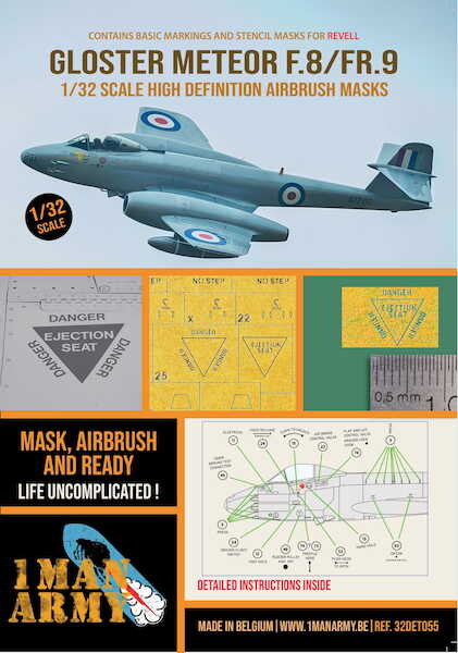 Gloster Meteor F.8 / FR.9 High Definition Airbrush Masking  (Revell)  32DET055