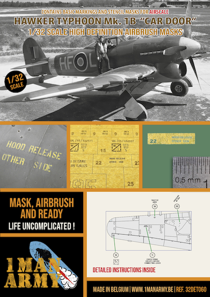 Hawker Typhoon Mk.1B "Car Door" High Definition Airbrush Masking (Air Scale)  32DET060