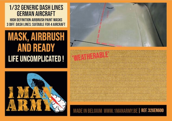 Generic Dash Lines German Aircraft High Definition Airbrush Masking for 4 Aircraft 32GEN600