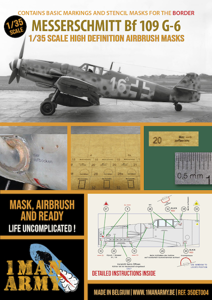 Messerschmitt BF109G-6 High Definition Airbrush Masking (Border) 35DET004