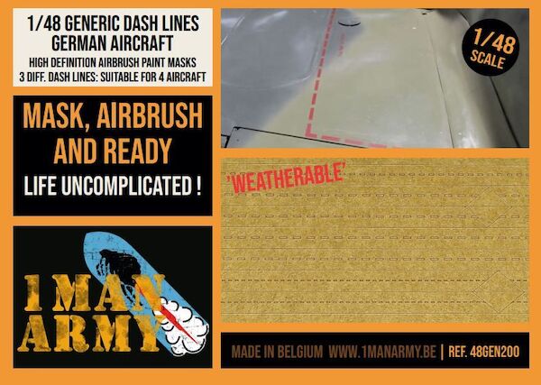 Generic Dash Lines German Aircraft High Definition Airbrush Masking for 4 Aircraft 48GEN200