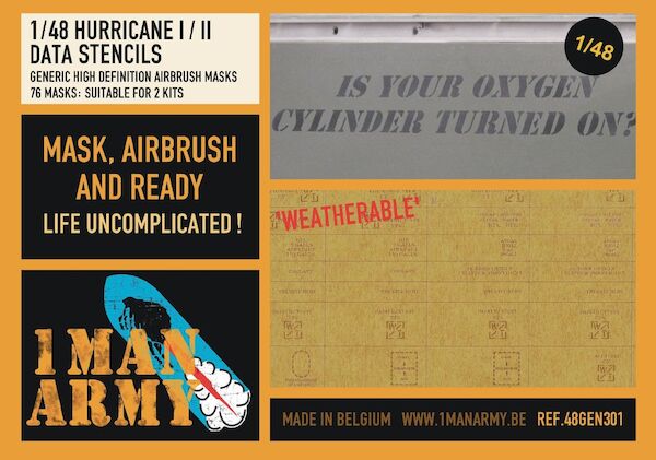 Hurricane Mk I/II Data stencils  High Definition Airbrush Masking for 2 aircraft  48GEN301
