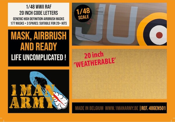 RAF Code Letters 22 inch High Definition Airbrush Masking 48GEN502