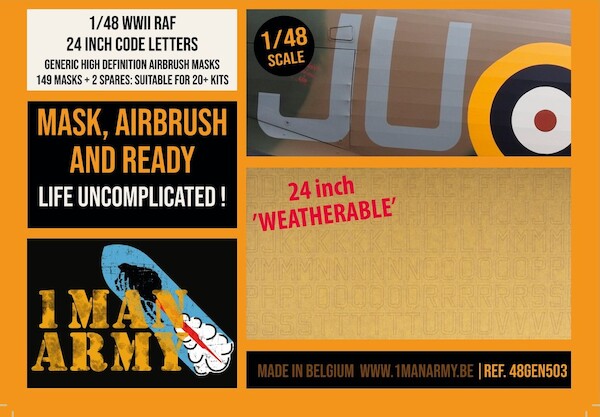 RAF Code Letters 24 inch High Definition Airbrush Masking 48GEN503