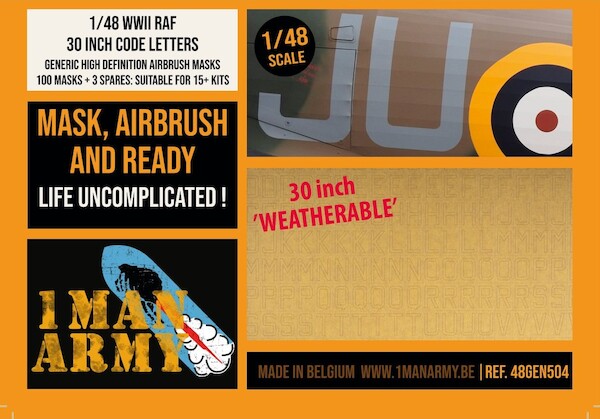 RAF Code Letters 30 inch High Definition Airbrush Masking 48GEN504