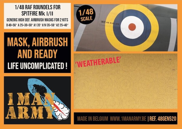 Spitfire Mk I/II Roundels Generic Set High Definition Airbrush Masking 48GEN520