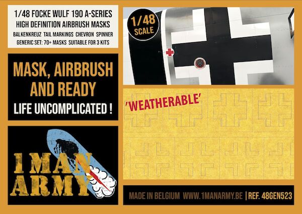 Focke Wulf 190 A-Series Data Stencils Generic Set High Definition Airbrush Masking (for 2 kits) 48GEN523