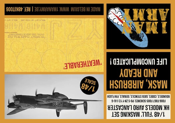 Avro Lancaster B Mk I / Dambuster / Gr. Slam (High Definition Airbrush Masking  (Hong Kong Models)  48KIT006