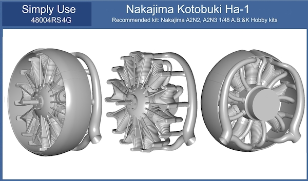 Kotobuki Ha1 engine with exhaust type 4  and groove in cowling  48004RS4G