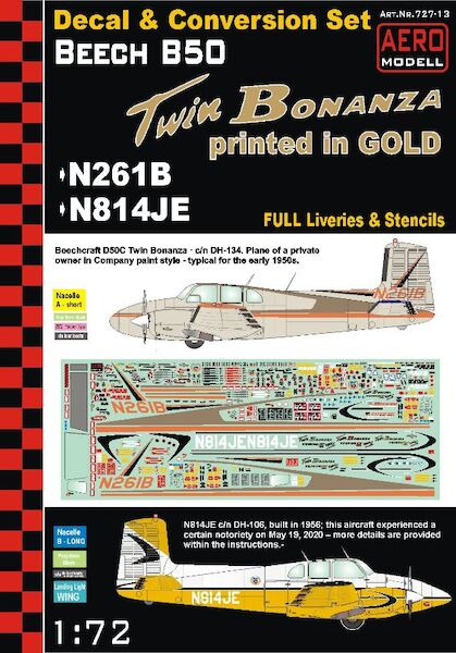 Beech 50 Late Twin Bonanza (N261B and N814JE in gold)  727-13