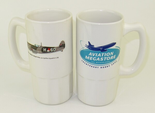 Tall Mug Spitfire LF Mk.IXc 322sq LSK, KLU on one side, Aviation Megastore on other side. MUG-SPITFIRE TALL
