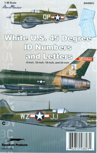 US 45 degree White Letters & Numbers  AMD48-803