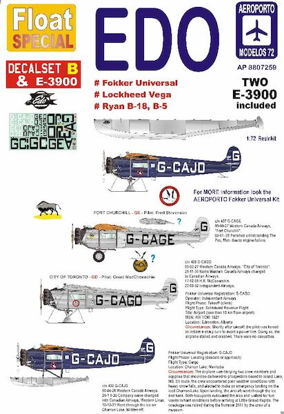 EDO Set E-3900 - for various types with large decalset B AP8807259