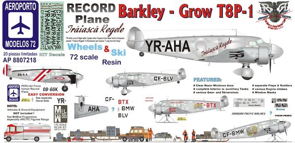 Barkley Grow T8P-1  - Wheel & Ski Version (Canadian Pacific, Romanian Record Plane YR-AHA 'Traisca Regele') NEW STOCK.  AP8807218