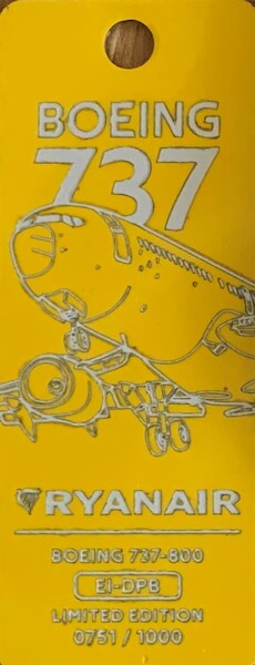 Keychain made of real aircraft skin: Boeing 737-800BCF Ryanair EI-DPB (yellow) EI-DPB YELLOW