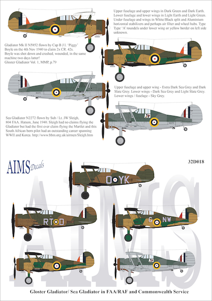 Gloster Gladiator/Sea Gladiator in FAA/RAF and Commonwealth Service 32D018