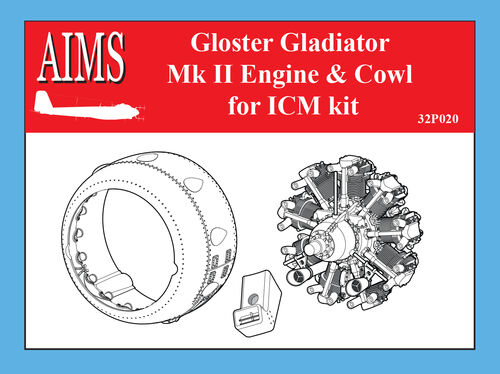 Gloster Gladiator MKII engine and cowl (ICM)  32P020