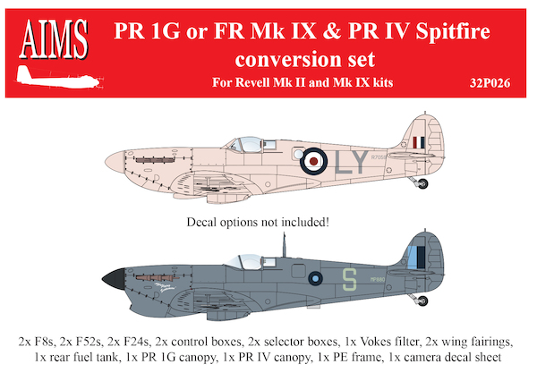 Spitfire PR1G or FR MkIX & PRIV conversion set (Revell MKII and MKIX kit) 32P026