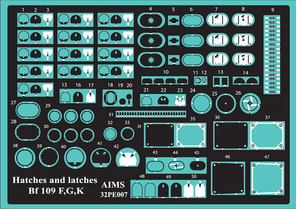 Detailset Messerschmitt BF109F/G/K "Hatches and Latches" 32PE007