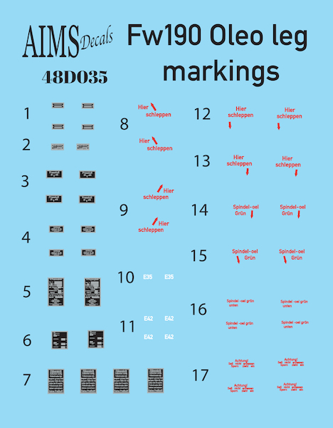 Focke Wulf FW190 Oleo Leg Markings (Plus extra's)  48D035