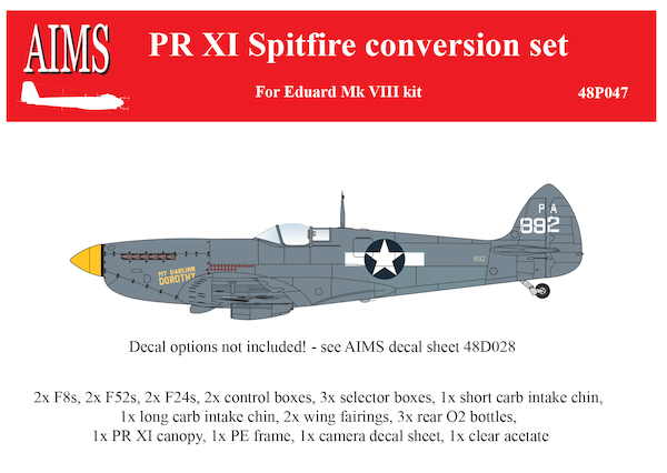 Spitfire PRXI conversion set (Eduard MKVIII kit)  48p047
