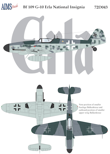 Messerschmitt BF109G-10 Erla National Insignia  72D043
