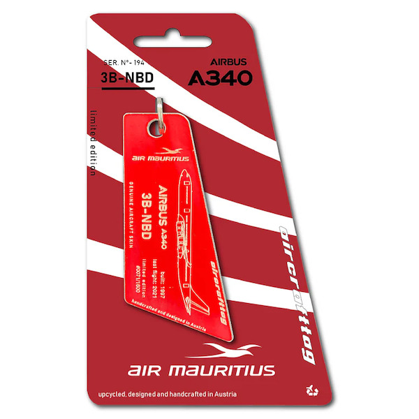 Keychain made of: Airbus A340 - Air Mauritius - 3B-NBD Red 3B-NBD-R